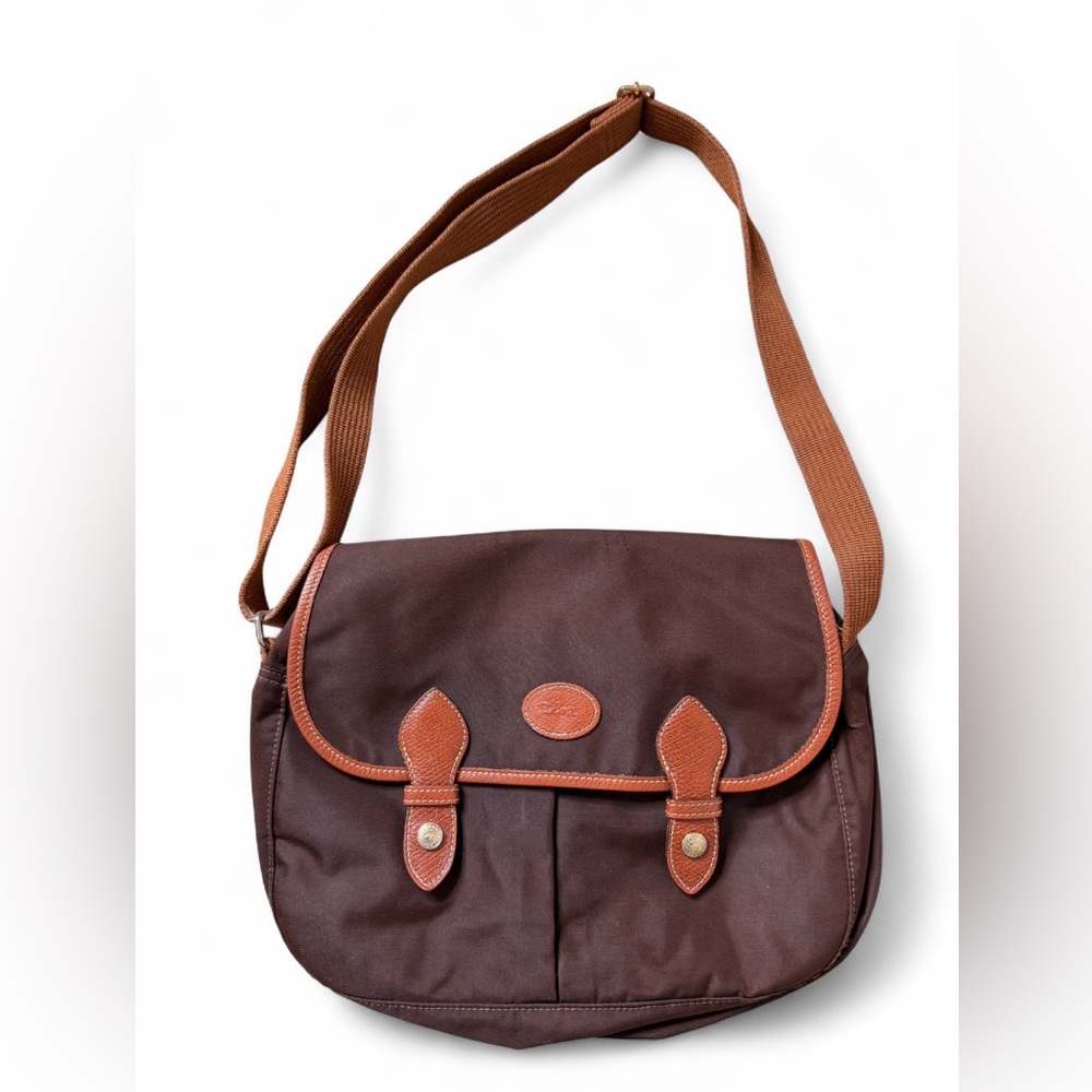 Longchamp Le Pliage Crossbody Brown/Cognac
Leather and Nylon Messenger Bag Purse